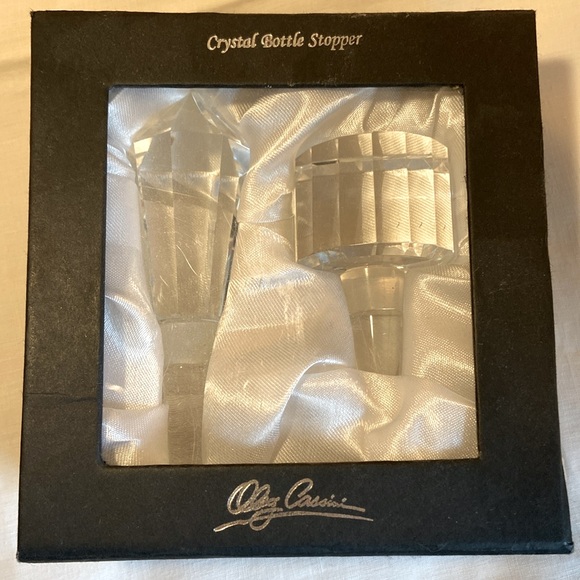 New in Box Oleg Cassini Crystal Bottle Stoppers Faceted Clear Heavy Weight NiCE - Picture 11 of 16